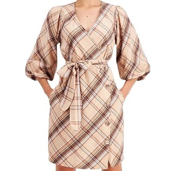 I.N.C. International Concepts Womens Puff-Sleeve Wrap Dress Size 6 - Picture 1 of 6